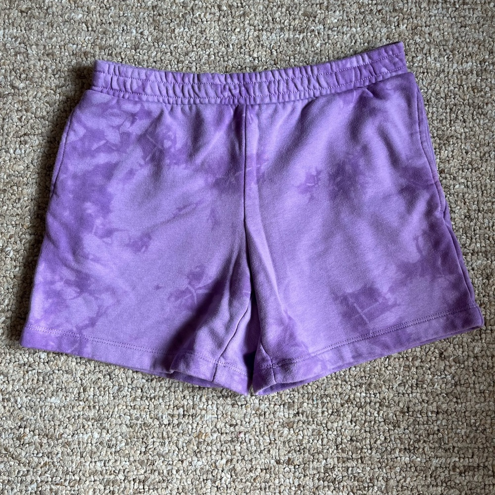 purple tie dye shorts with pockets